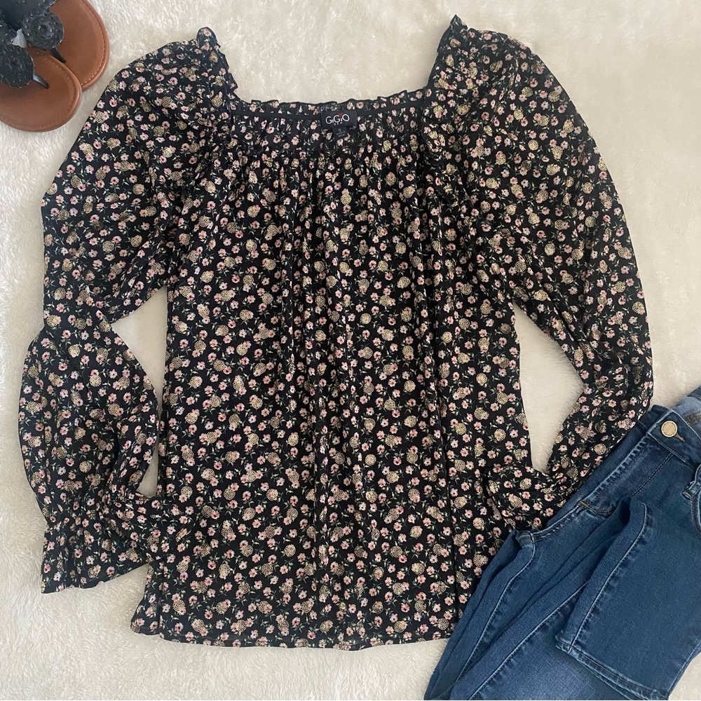 GiGiO Floral Peasant Top Blouse - Picture 2 of 7